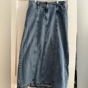 Eddie Bauer blue denim Jean midi skirt sz 10